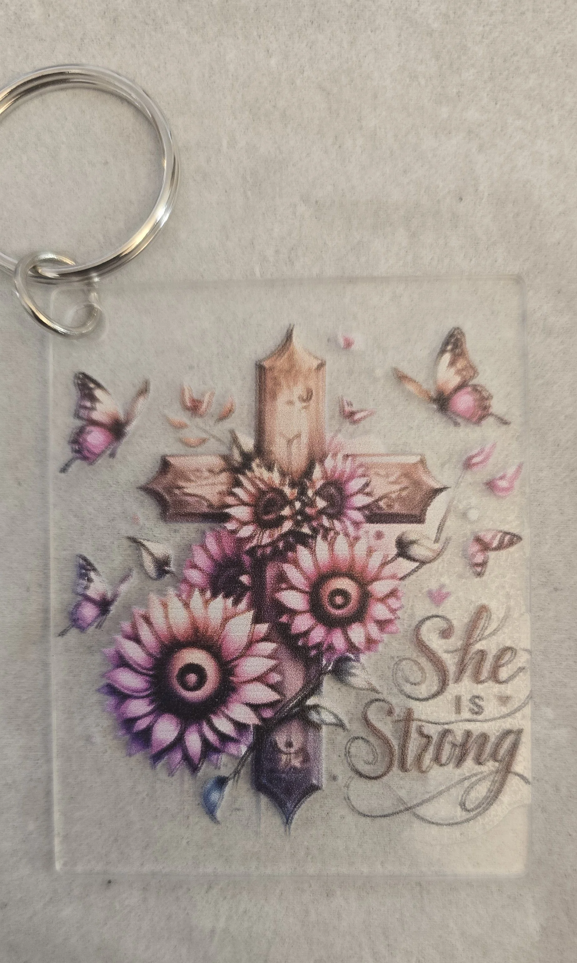 'She is Strong' Inspirational Keychain