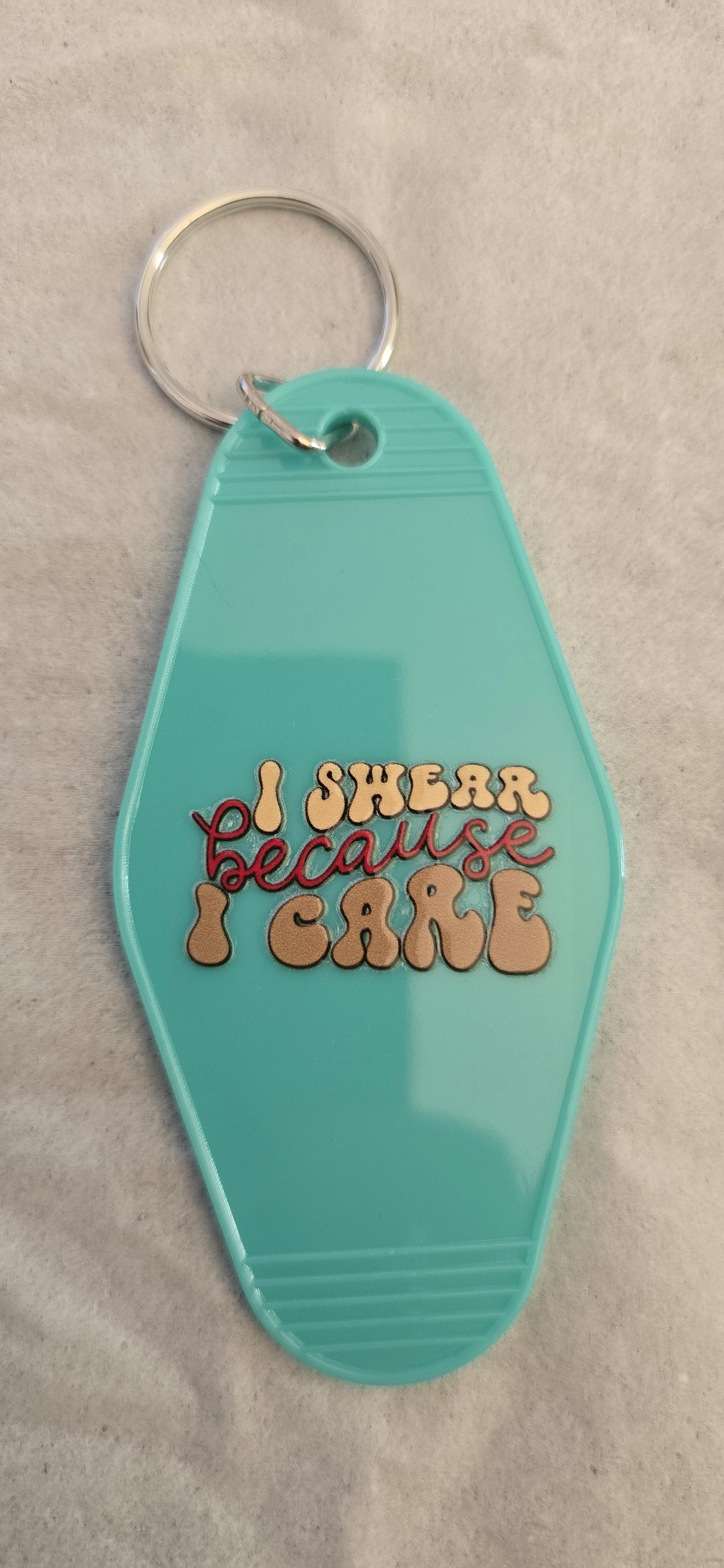 Quirky Quote Keychain - 'I Swear Because I Care'