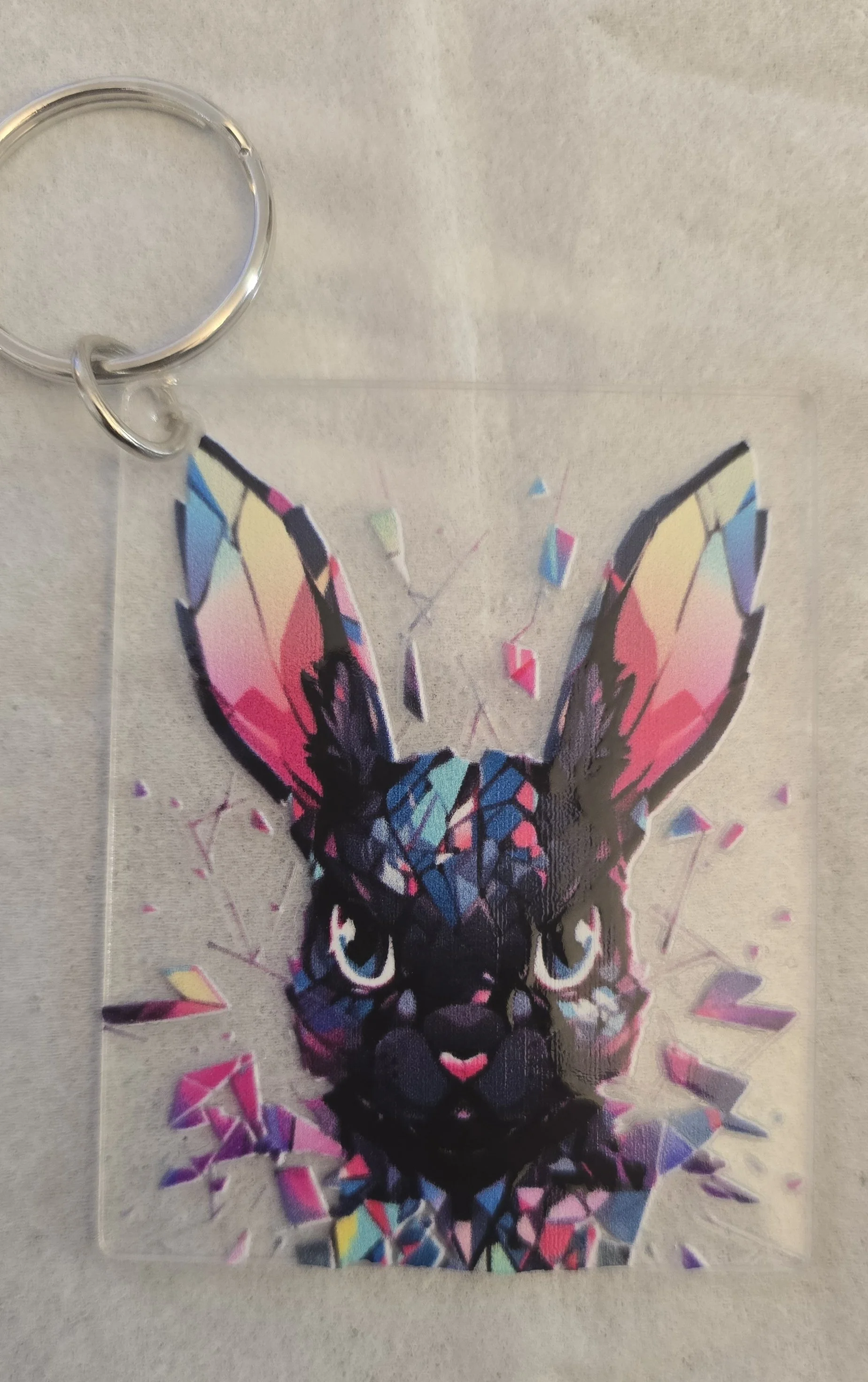 Colorful Geometric Rabbit Keychain