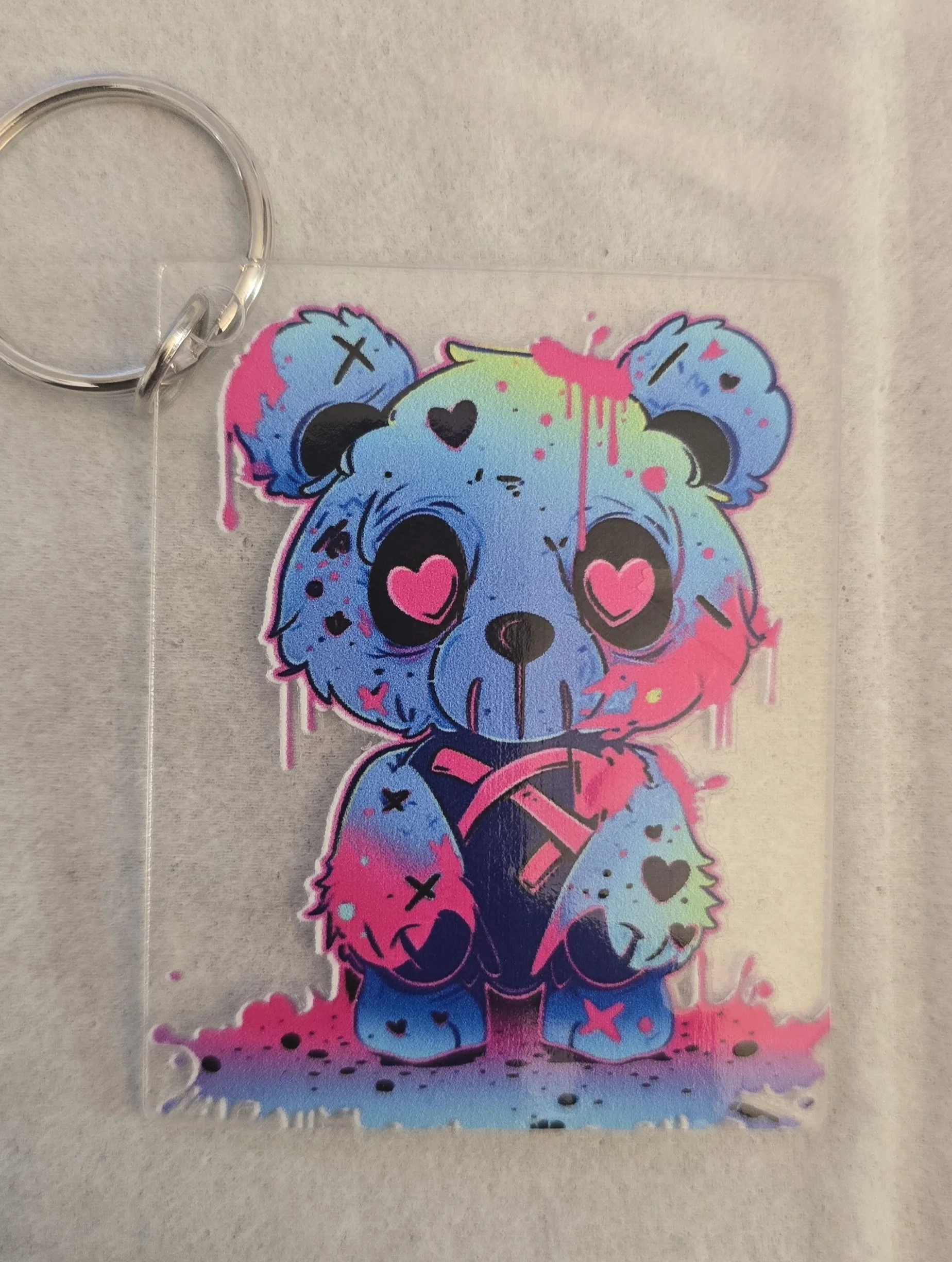 Multicolored Teddy Bear Keychain