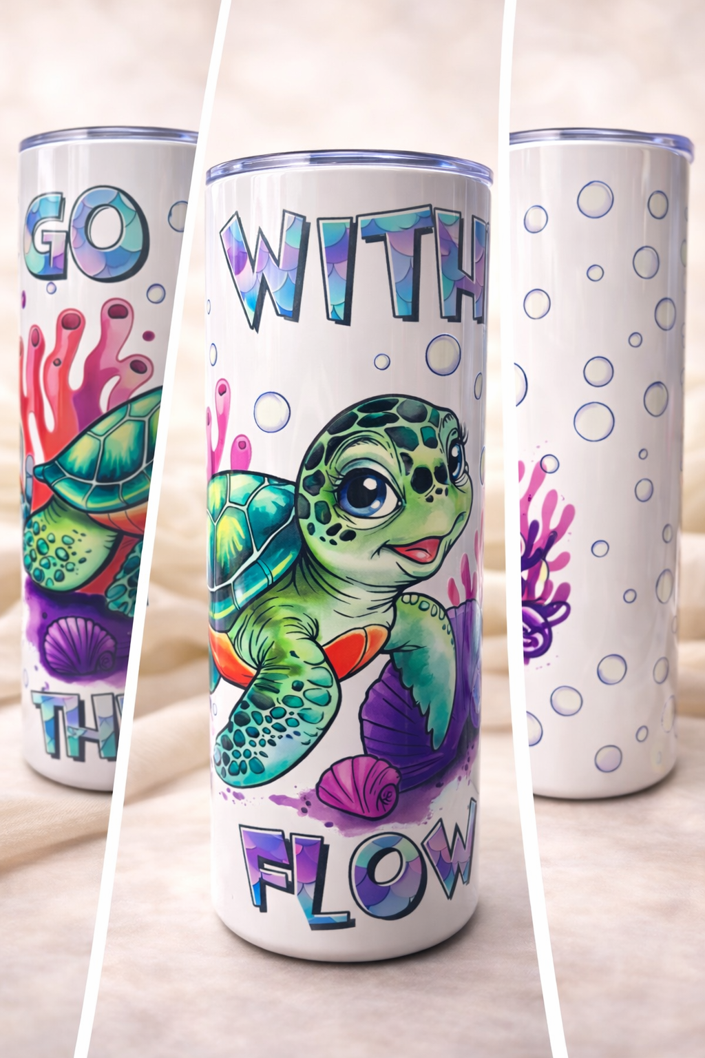 Go With The Flow Sea Turtle Tumbler – 20oz Stainless Steel