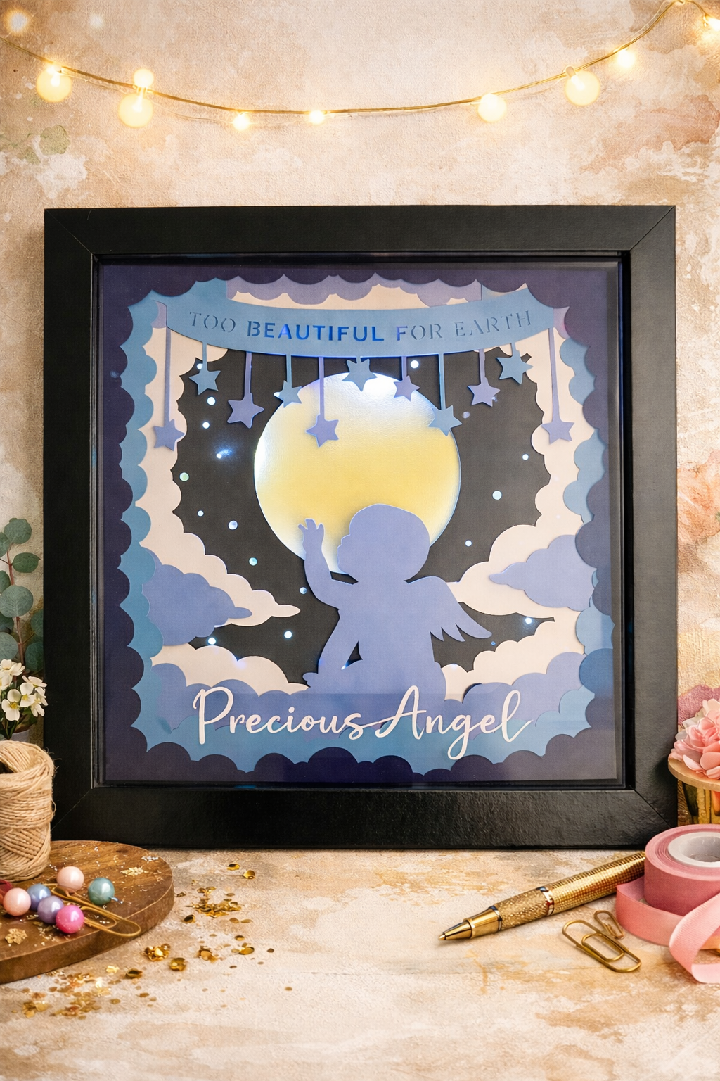 'Precious Angel' Illuminated Memorial Frame