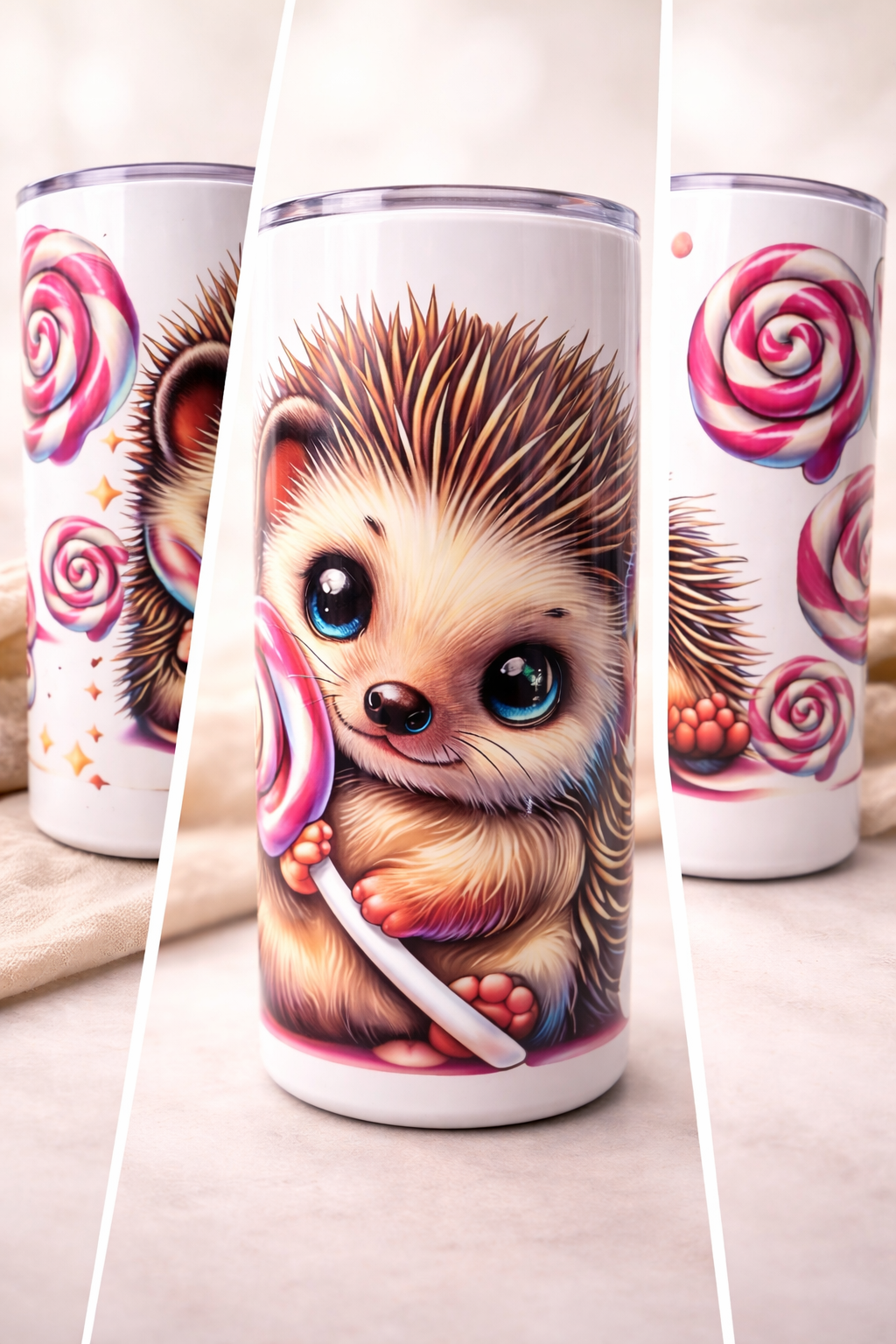Cute Hedgehog Candy Tumbler – 20oz Stainless Steel