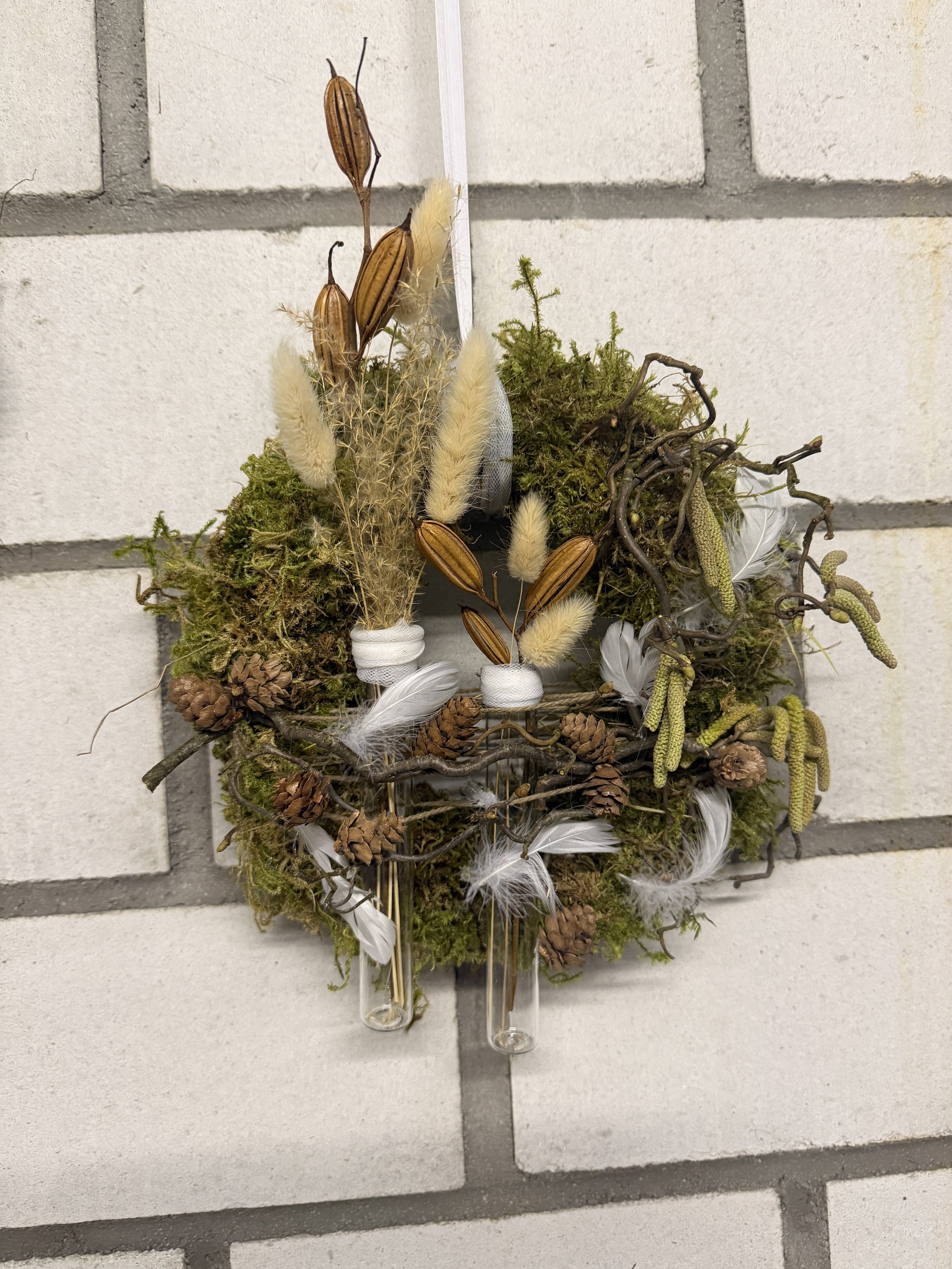 Kleiner Türkranz aus Moos mit Reagenzgläser - 20cm