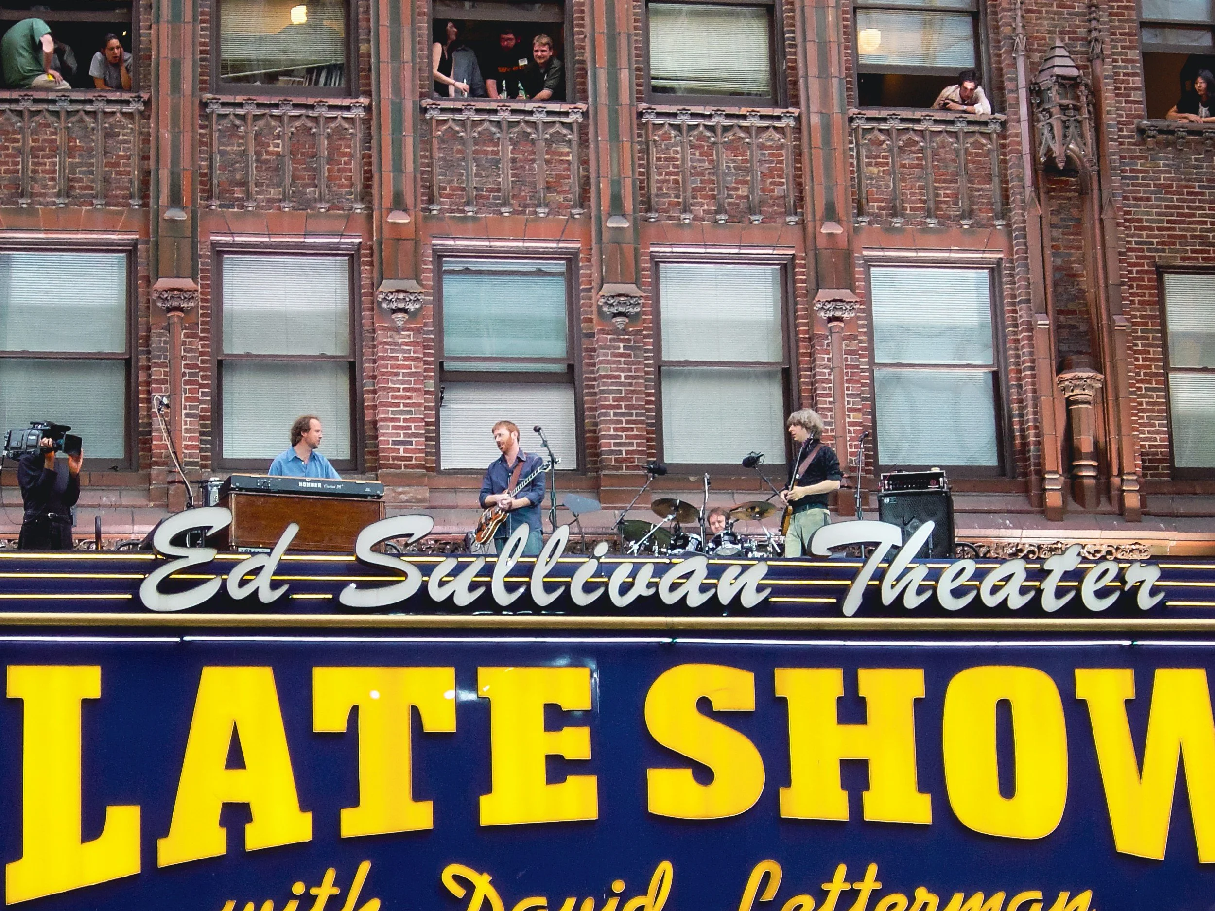 Phish performing live on the David Letterman Marquee at the Ed Sullivan Theater Late show - archival fine art print by Photon Obscura