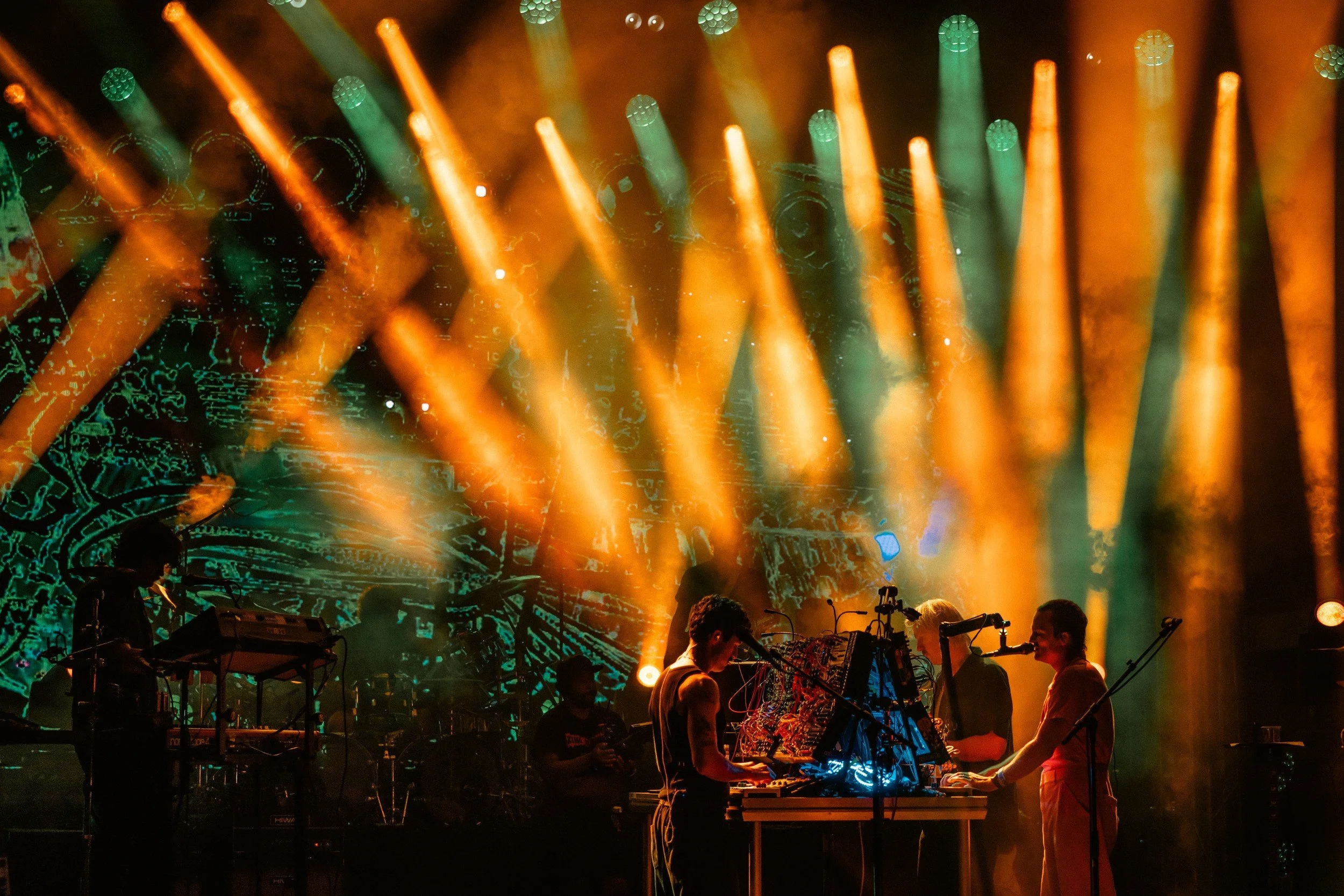 King Gizzard & The Lizard Wizard performing live at the Ancient Theatre of Philippopolis in Plovdiv, Bulgaria lit by Terence Ankeny lighting designer - archival fine art print  by Photon Obscura