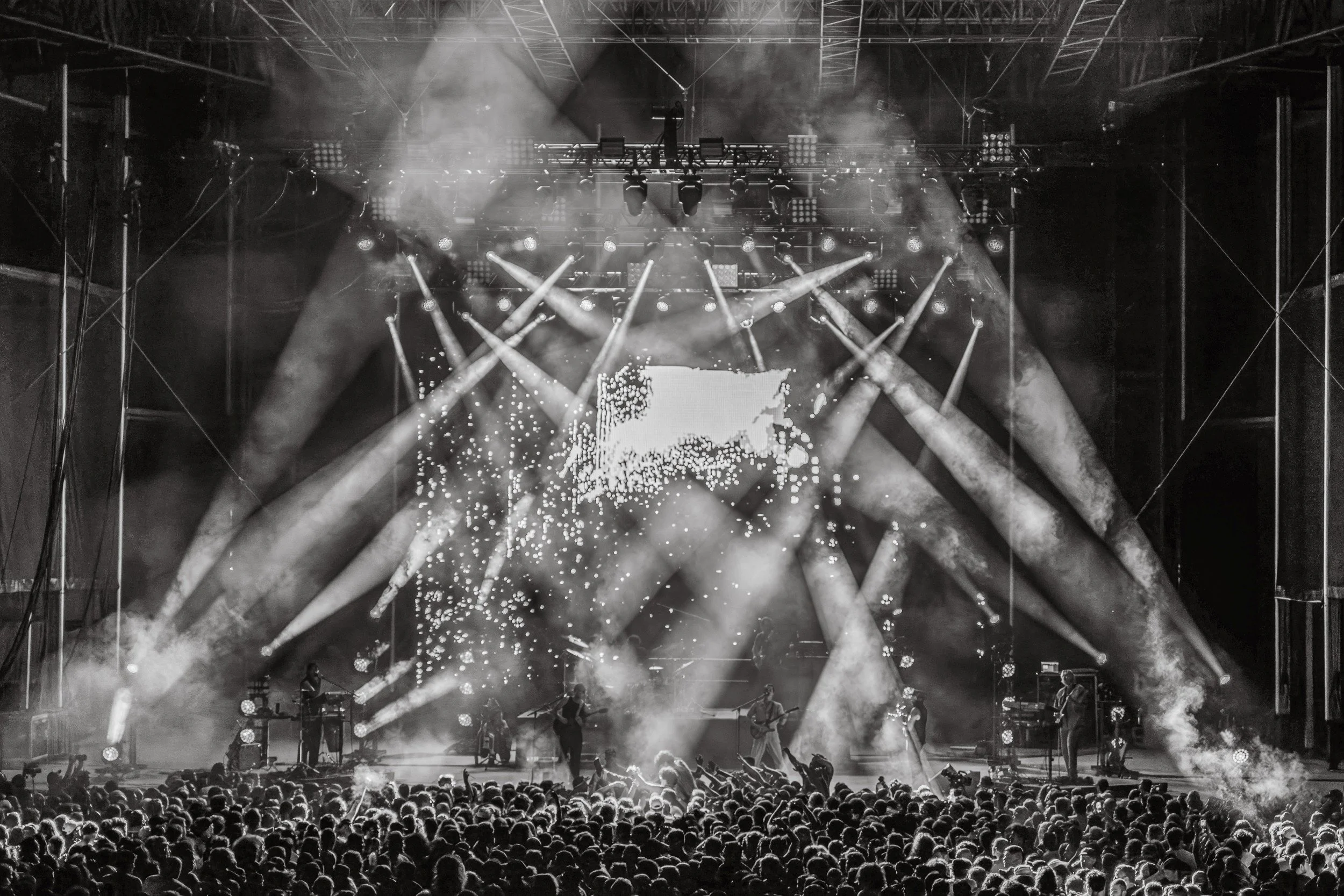 King Gizzard & The Lizard Wizard performing live at Forest Hills Stadium in Queens, NY New York City lit by Terence Ankeny lighting designer - archival fine art print  by Photon Obscura