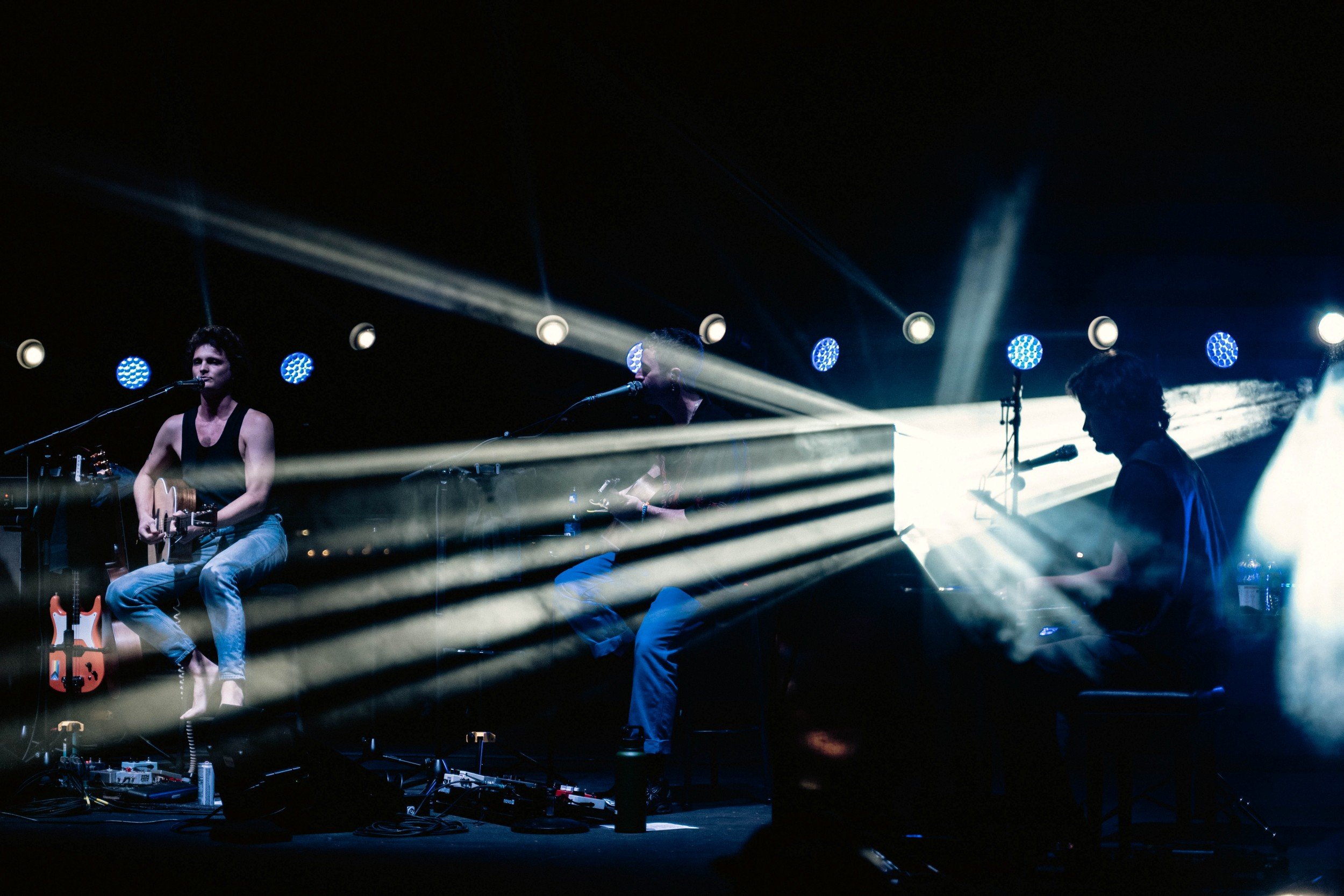 Joey Walker, Stu Mackenzie, and Abrose Kenny Smith King Gizzard & The Lizard Wizard performing live at the Aretha Franklin Ampitheatre in Detroit, MI  - archival fine art print  by Photon Obscura
