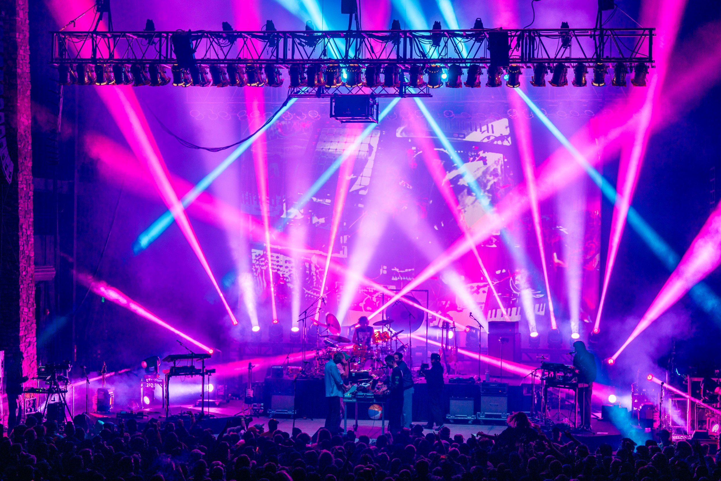 King Gizzard & The Lizard Wizard performing live at the Vino Robles Amphitheater in Paso Robles, CA lit by Terence Ankeny lighting designer - archival fine art print  by Photon Obscura