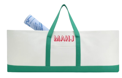 Mahjong bag for tiles, mat, and racks