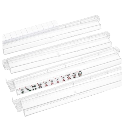 Mahjong racks with pushers, 4-piece set, clear