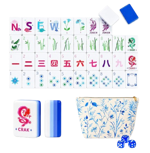 160 Piece Chinese Mahjong Set with Storage Bag, Premium Mahjong Tile Set