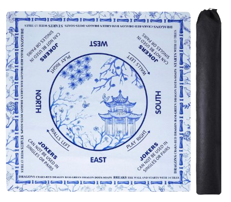 Mahjong beginner mat with carrying bag, includes tips around mat (multiple color options)