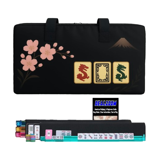 American Mahjong Set , Full game with 166 tiles, racks with pushers, dice, and carrying bag