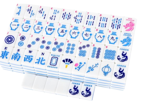 American Mahjong Tile Set with 166 blue back tiles and bag (No Racks)
