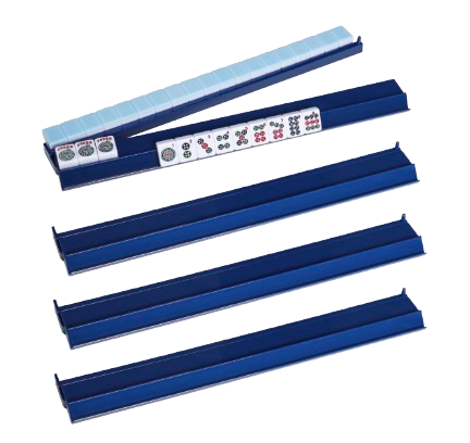 Mahjong racks with pushers, 4-piece set, blue (additional color choices)