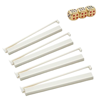 Mahjong racks with pushers, 4-piece set, white with gold dice (additional color choices)