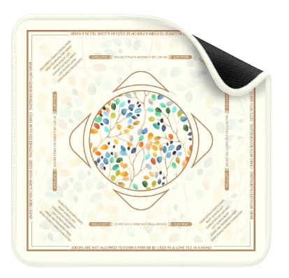 Mahjong beginner mat with carrying bag, includes tips around mat (multiple color options)