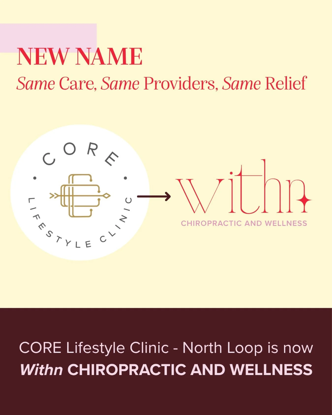 Core Lifestyle Clinic - North Loop will soon be ✨Withn &bull; Chiropractic and Wellness 

More on the journey soon!