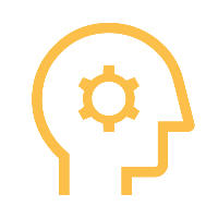 Icon of a human head with a gear inside, representing thinking or mental processes.