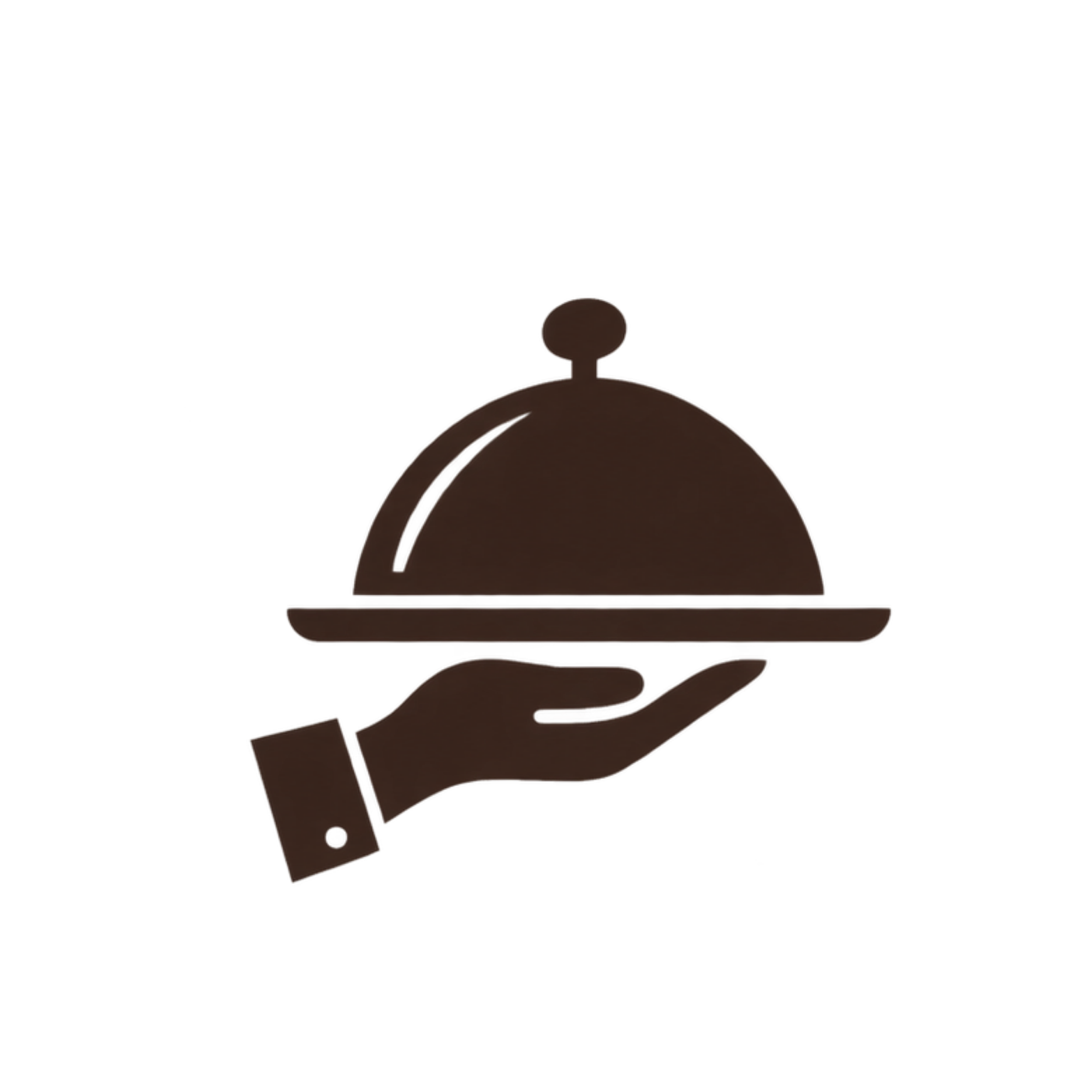 Silhouette of a person serving up a meal.