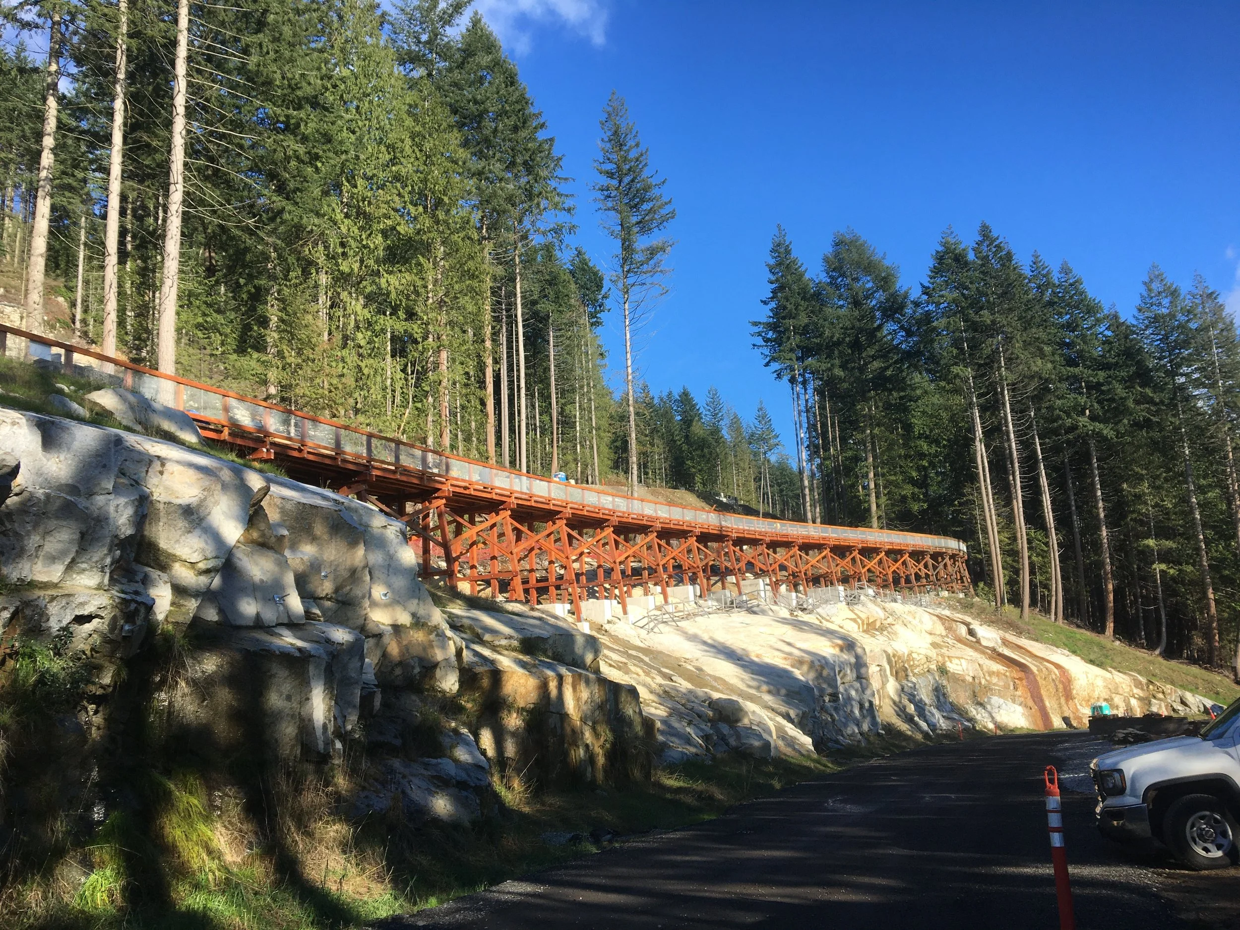 Residential trestle bridge construction project in West Vancouver, BC by general contractor