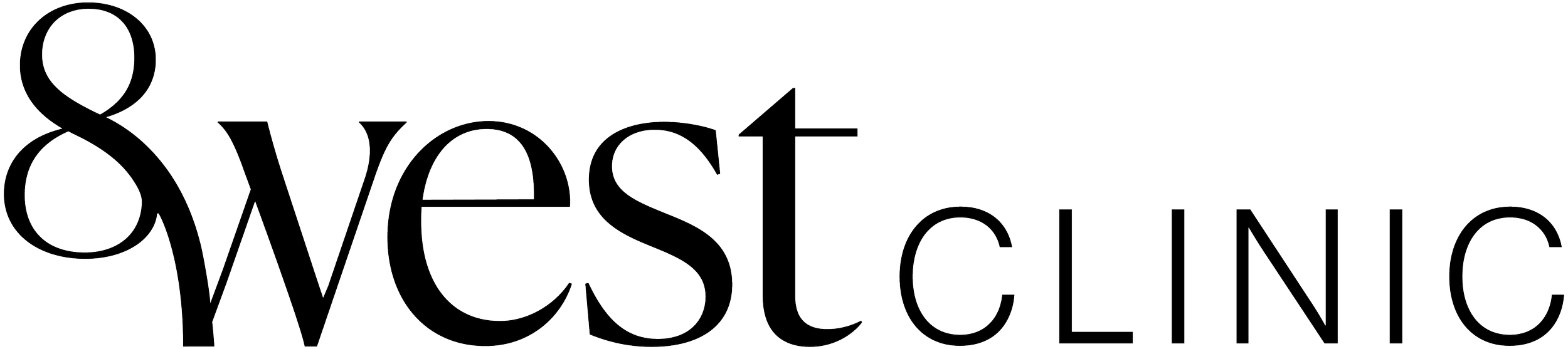 8West Clinic logo showing a black and white logo design for vancouvers most popular plastic surgeon