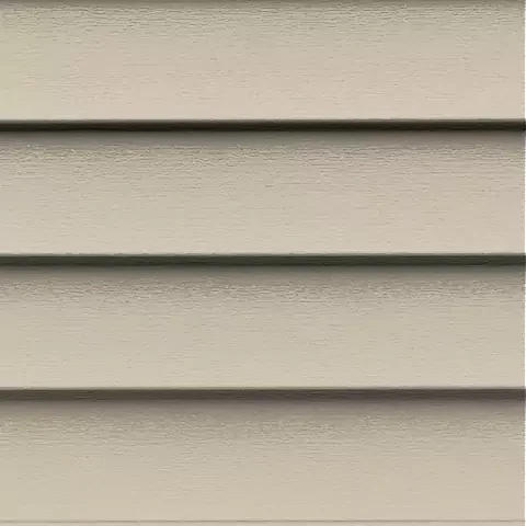 Close-up of beige horizontal siding on a building