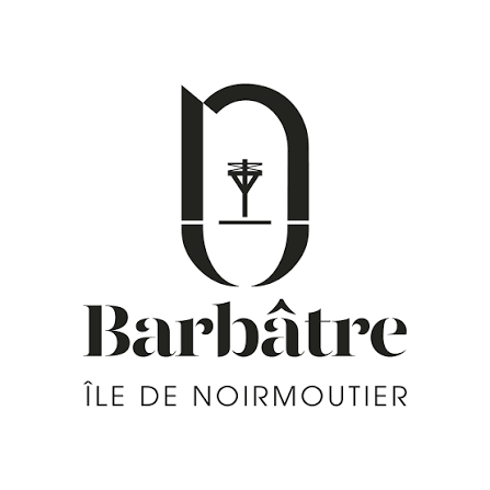 Logo noir de Barbâtre, Île de Noirmoutier, avec symbole stylisé au centre