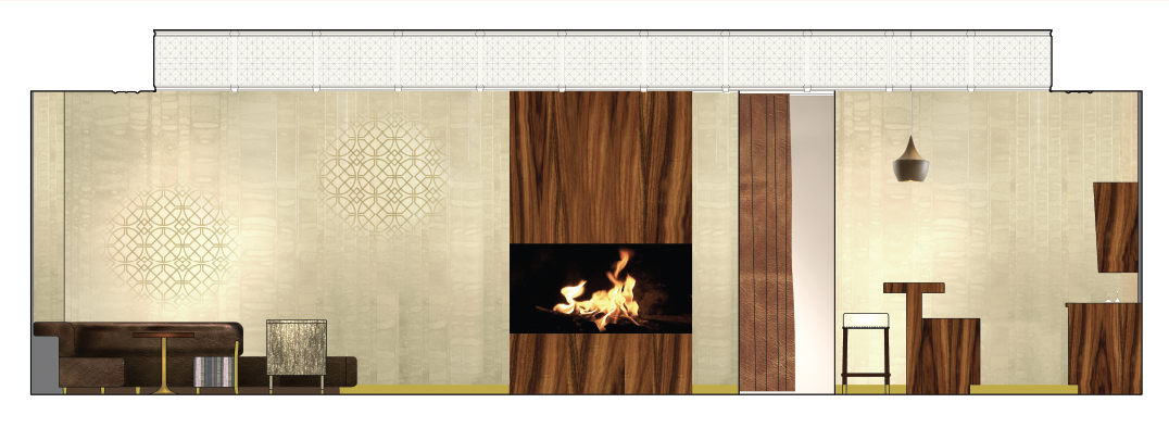 Elevation towards Fireplace