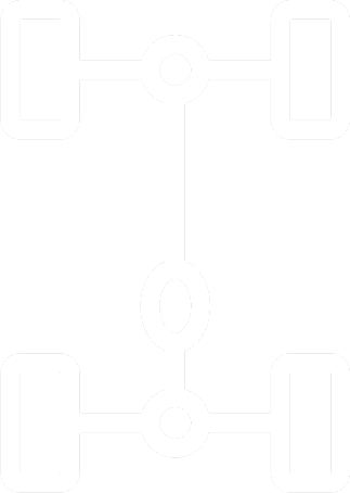 A diagram of a mechanical or robotic system with two wheels connected by a central linkage.
