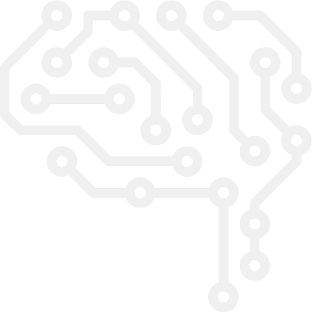 Black and white stylized circuit board pattern resembling a human brain outline.