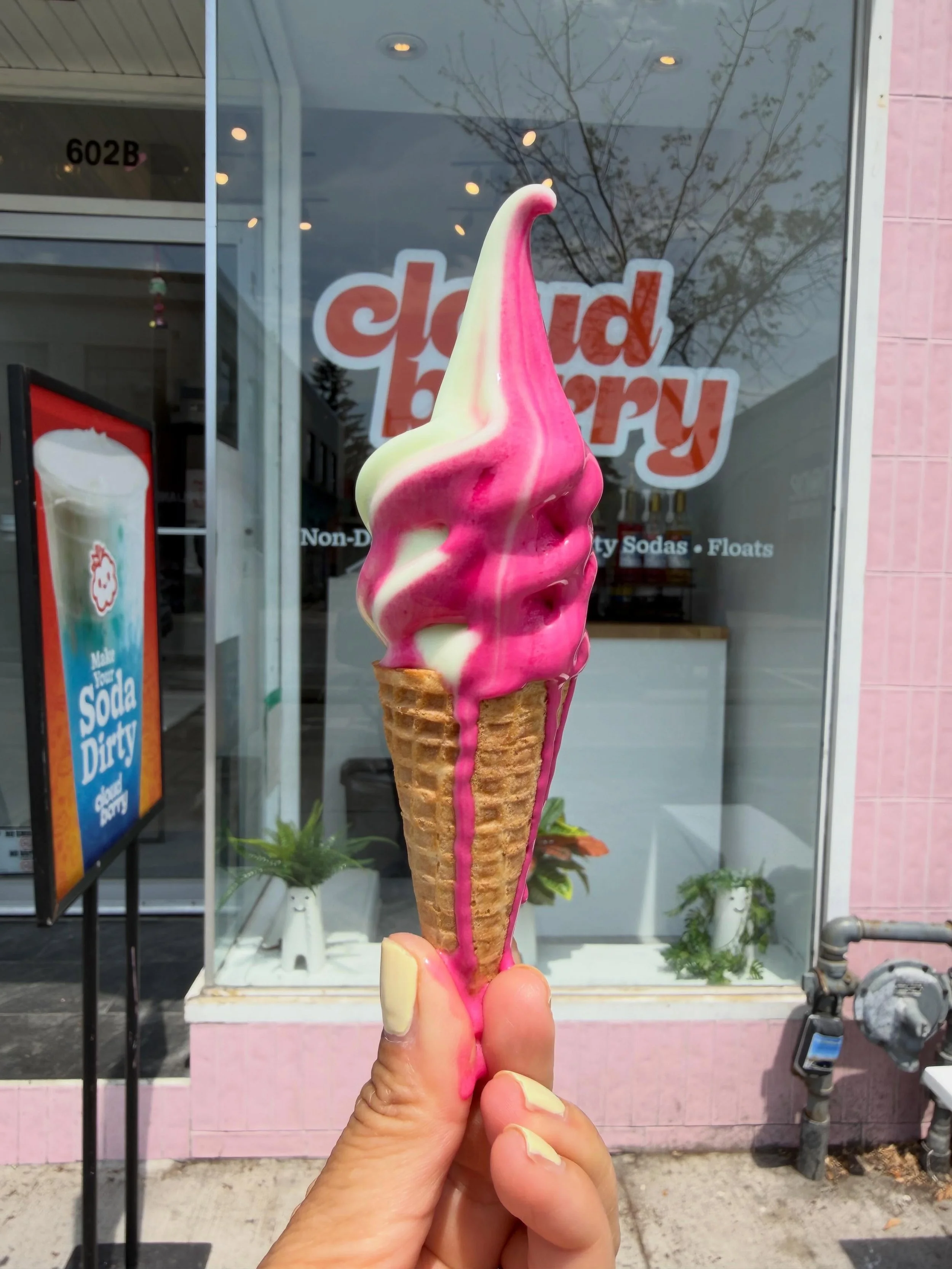 Running a race against the sun today. Grab a napkin, grab a cone, and let&rsquo;s tackle this heatwave together!

#danforth #icecream #nondairysoftserve #torontoeats #heatwave