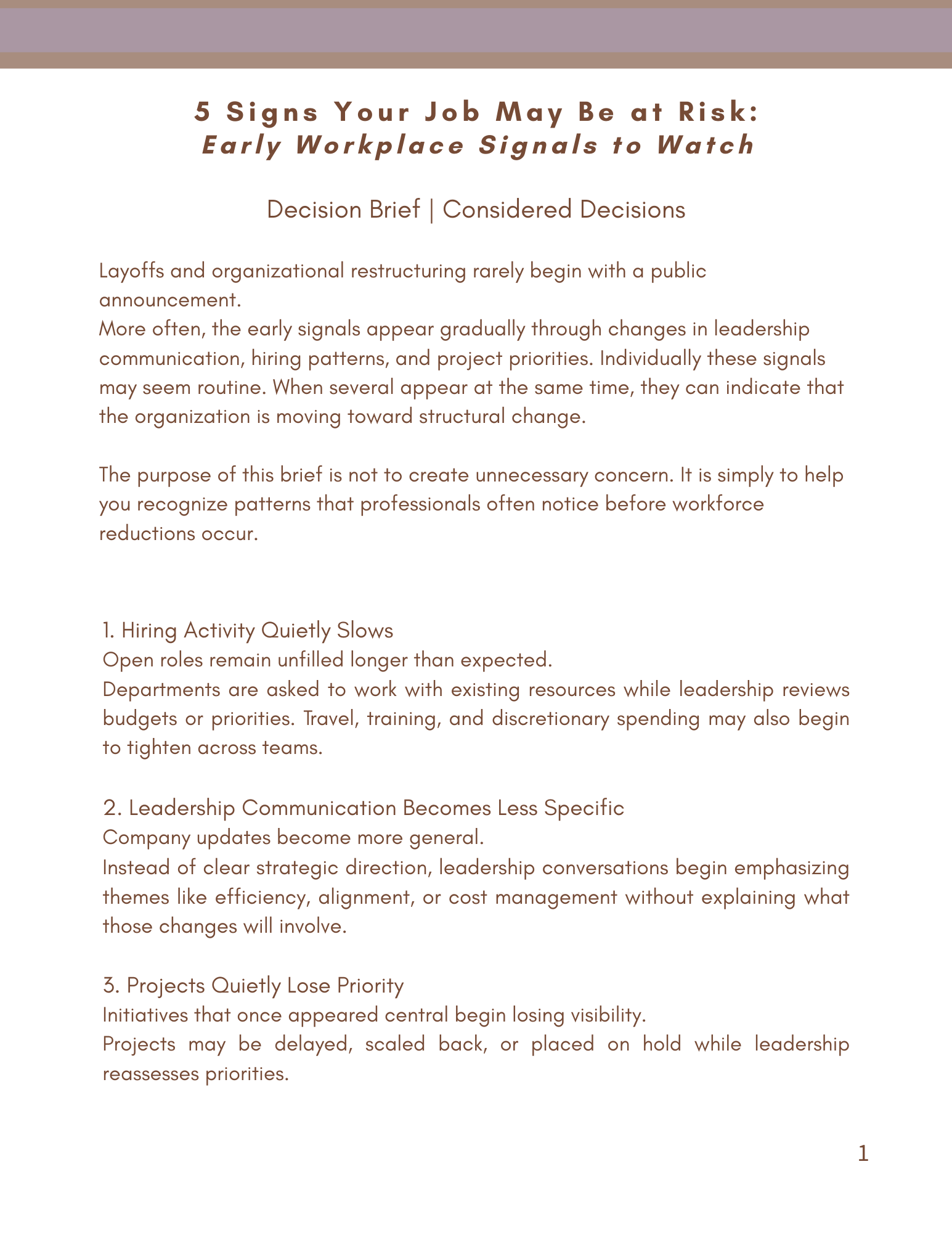 5 Signs Your Job May Be at Risk: Early Workplace Signals to Watch