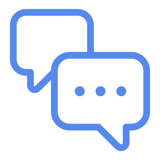 Two overlapping chat bubbles, one with three dots, representing messaging or communication.