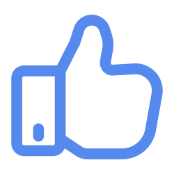 Blue thumbs-up icon representing approval or liking.