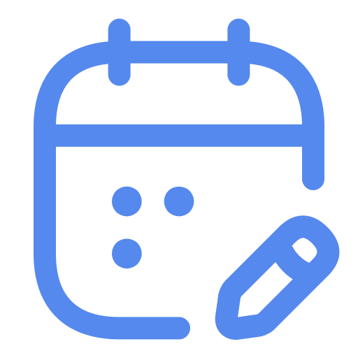 Calendar icon with a pencil, indicating scheduling or planning.
