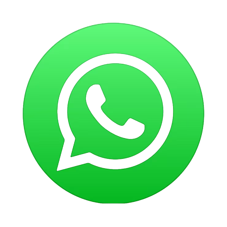 Green circular WhatsApp logo with a white speech bubble and phone icon inside