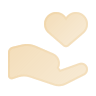 A gold icon of a hand cradling a heart.