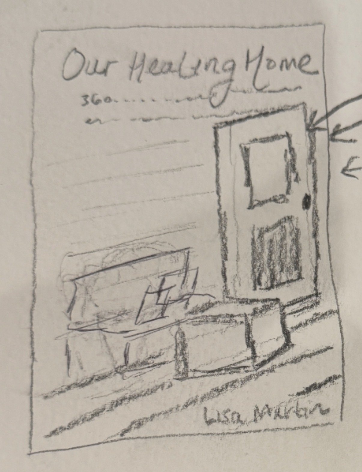 Hand-drawn home interior sketch created during the development of Our Healing Home.