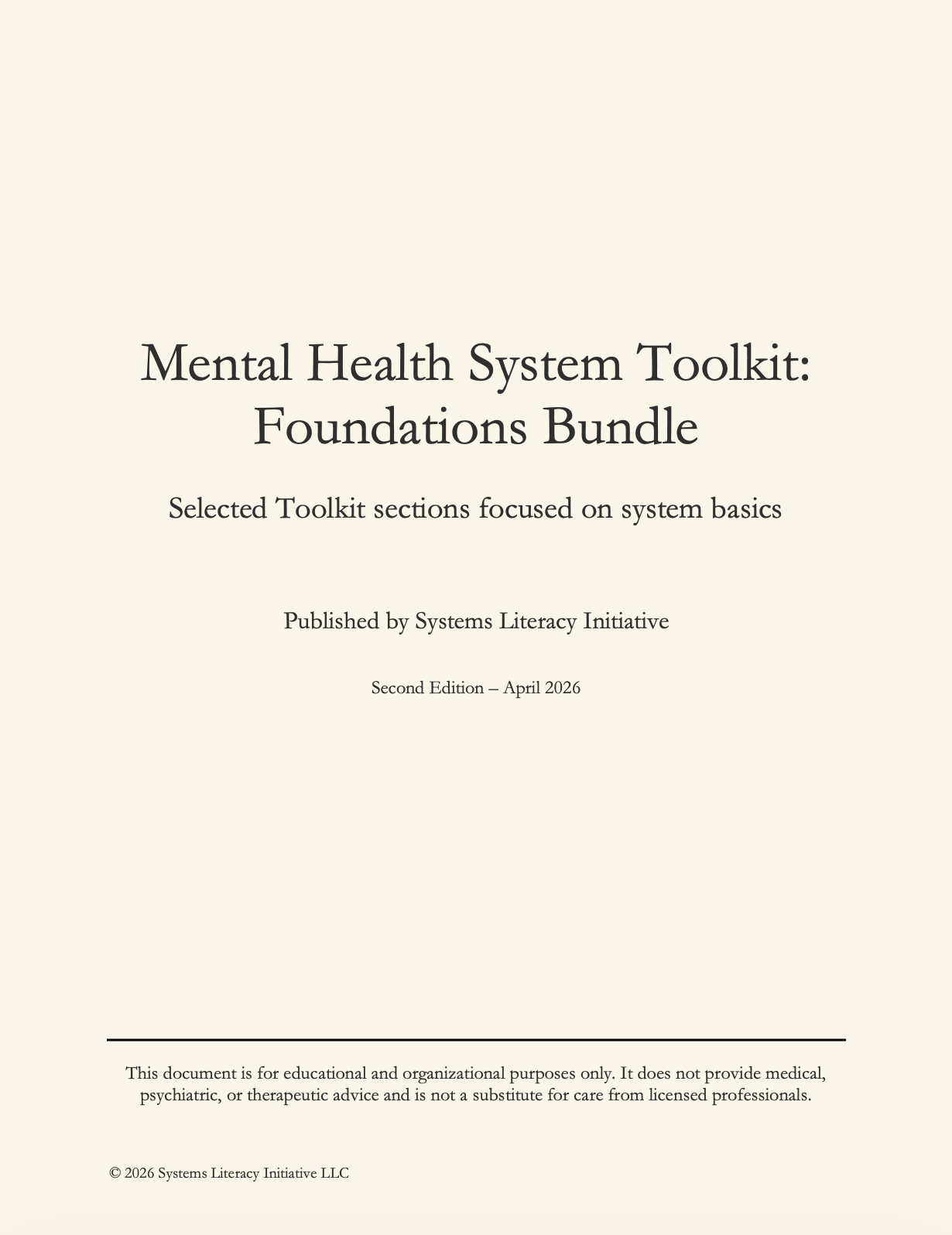 Mental Health System Toolkit: Foundations Bundle