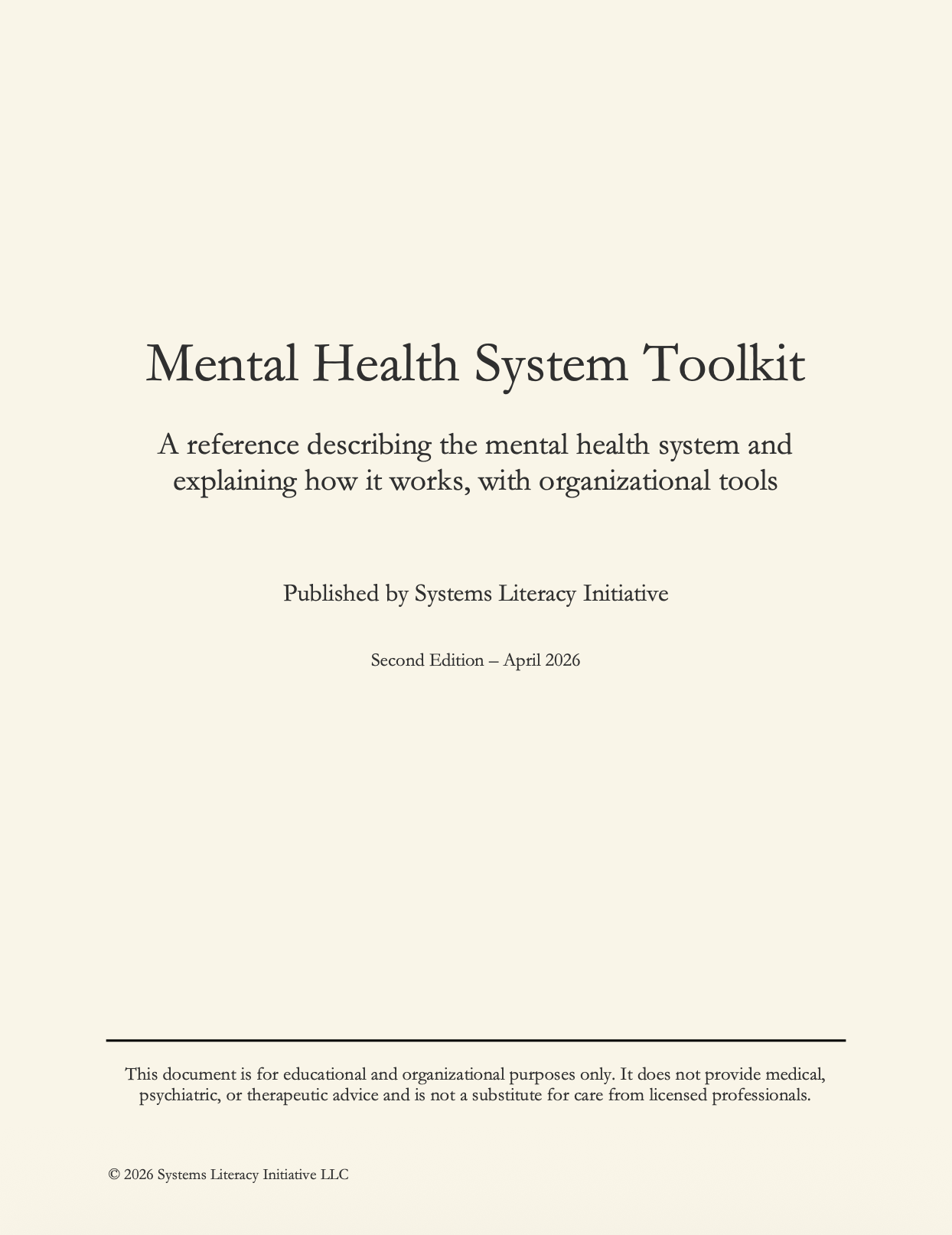 Mental Health System Toolkit