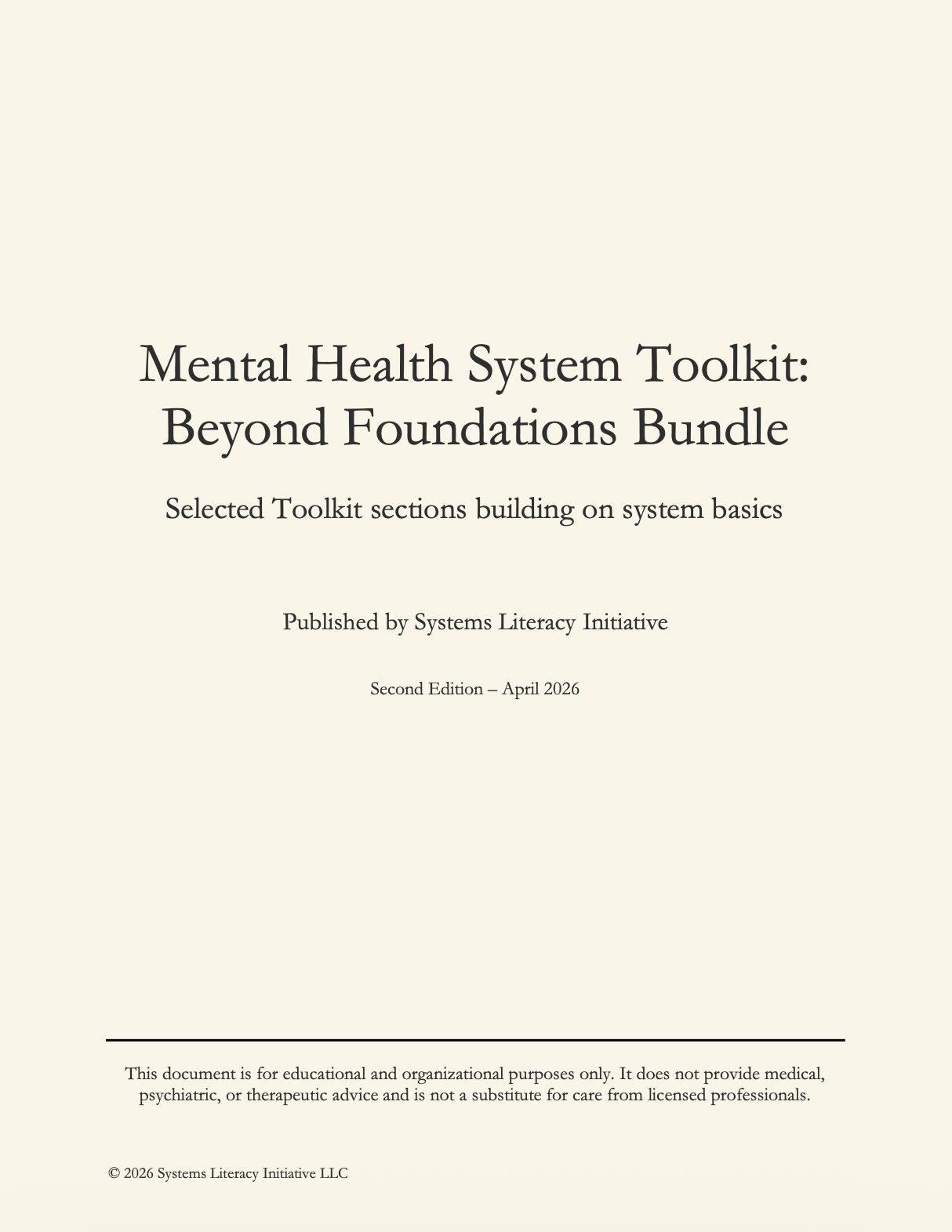 Mental Health System Toolkit: Beyond Foundations Bundle