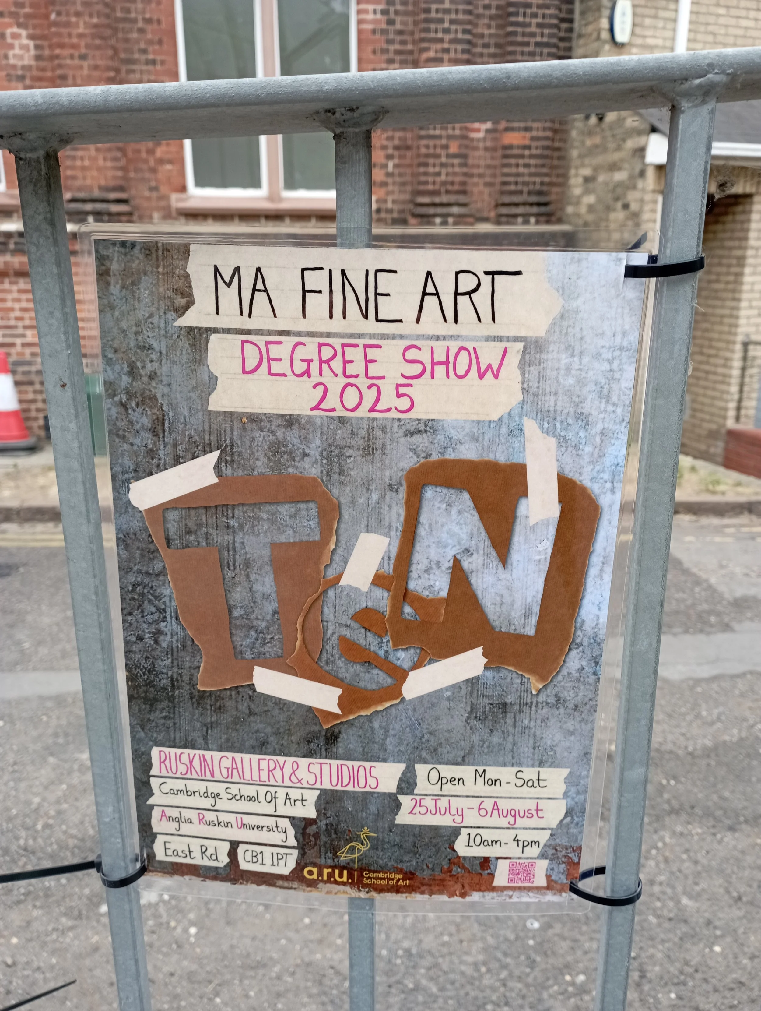 Our exhibition titled Ten, and one of my tasks was to distribute our flyers around Cambridge.