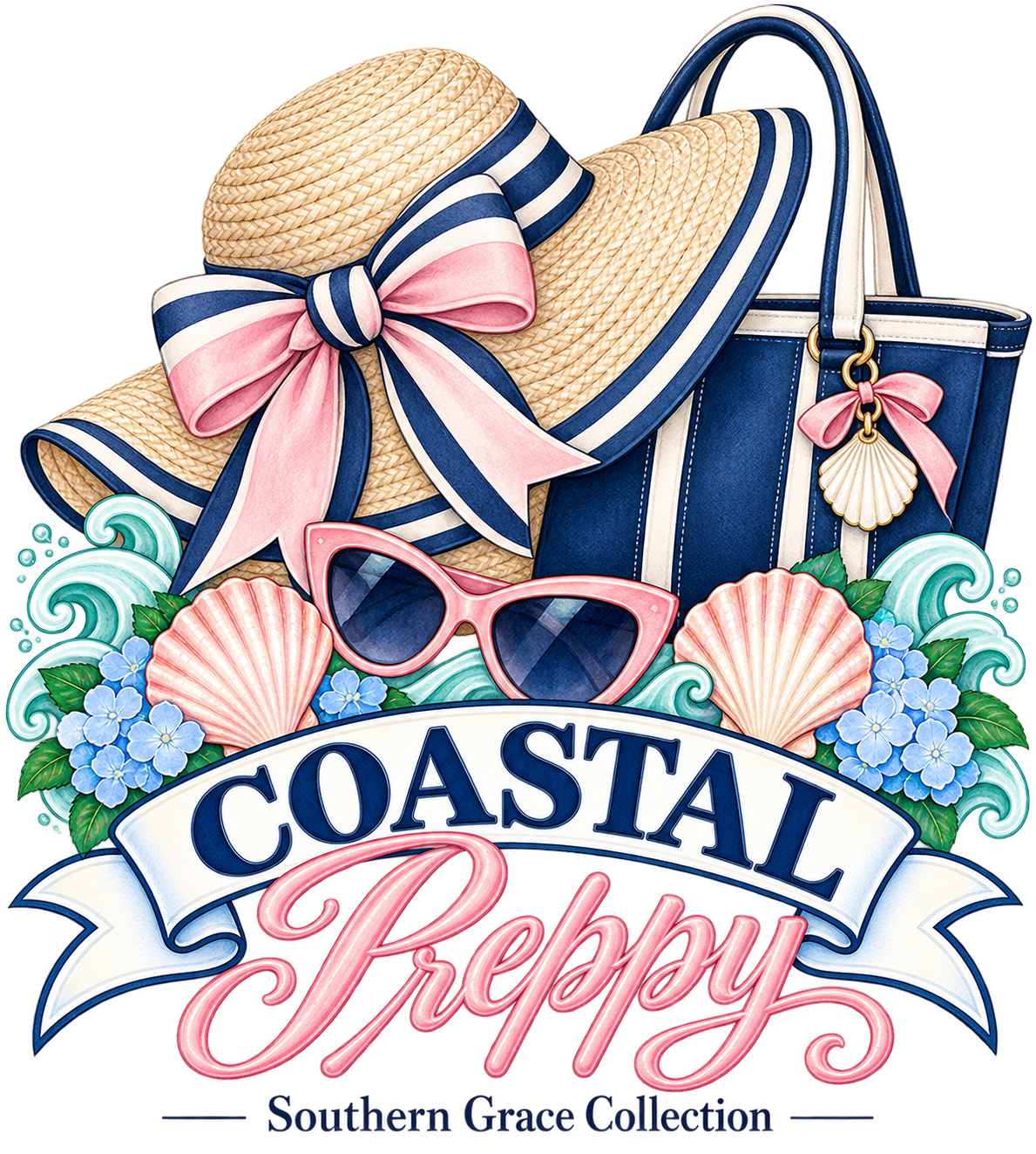Coastal Preppy with Hat & Bag Tee