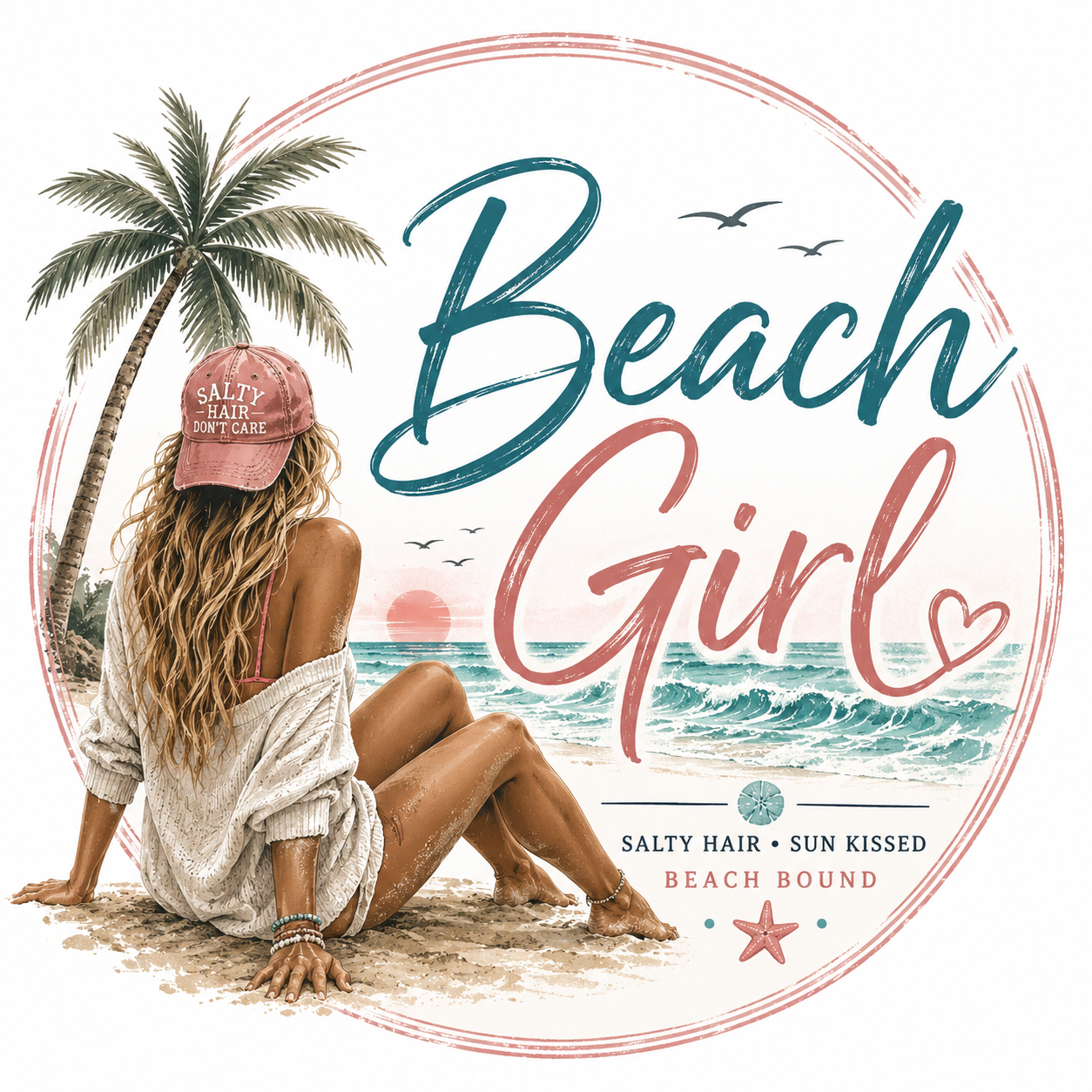 Beach Girl in Trucker Hat Tee