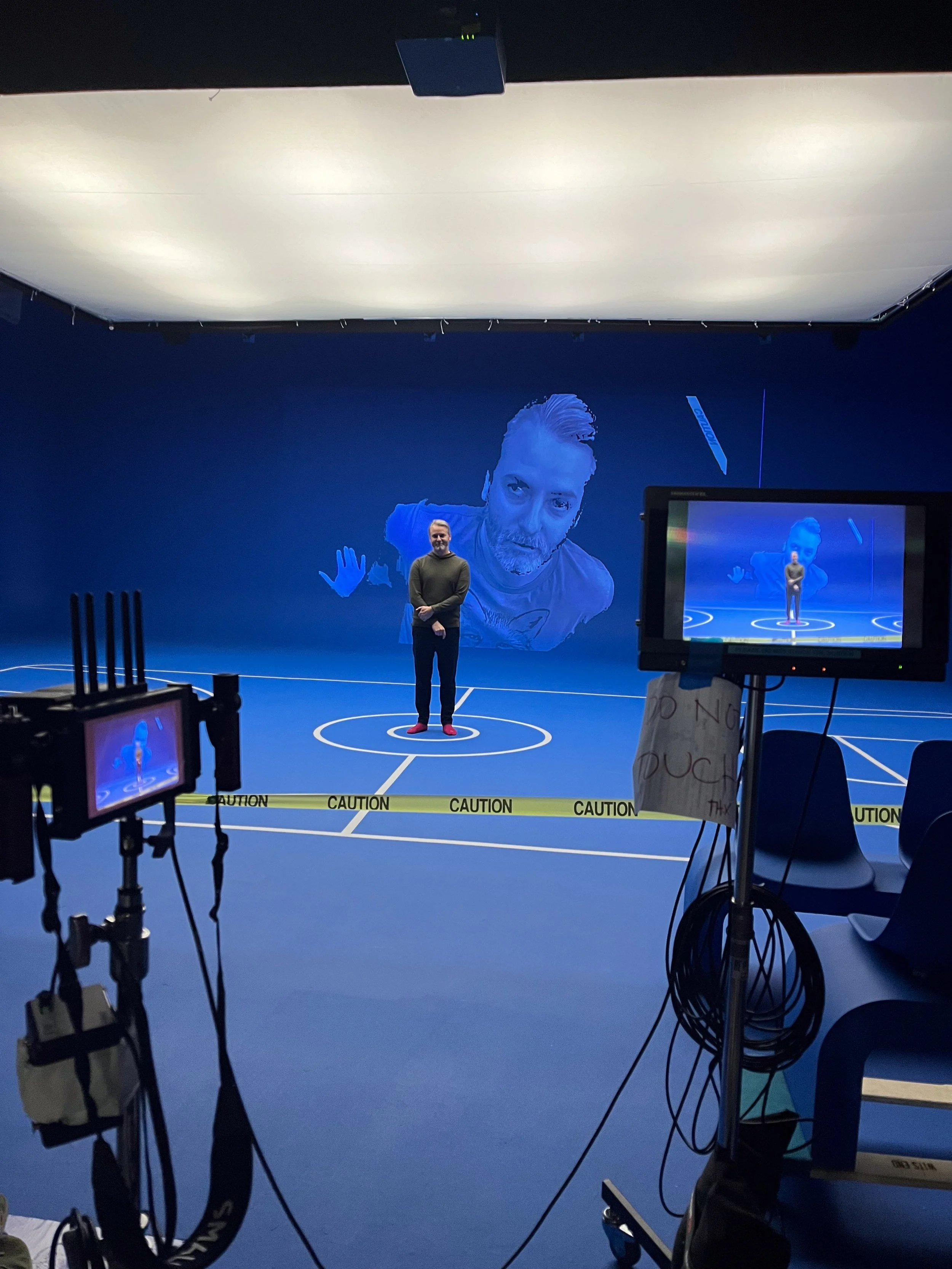 Annalise Yuri Murphy (Yuri NYC) providing Commercial Directing, Creative Direction, and Art Direction behind the camera monitor on set for a Moderna biotech healthcare commercial campaign with agencies Tag, Dentsu, and Taylor James in New York City.
