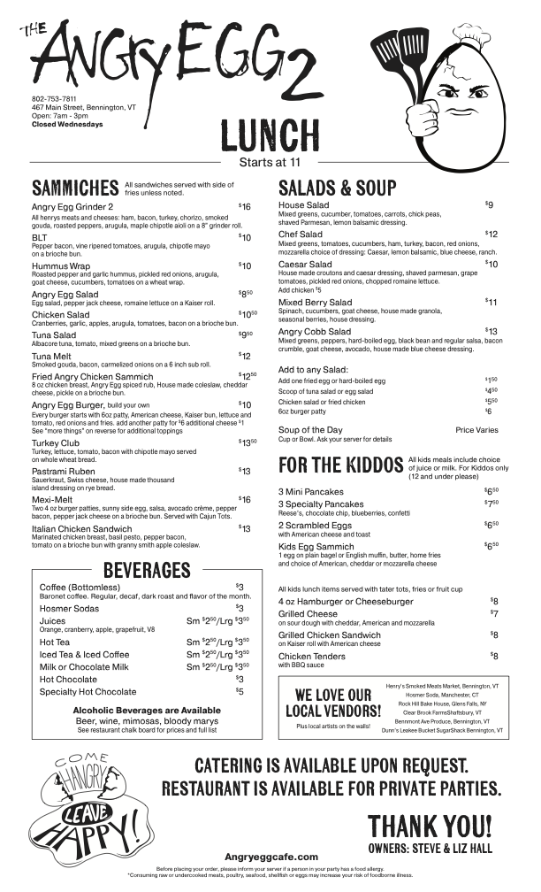 Angry Monkey Menu Breakfast and Lunch Menu — Angry Egg 2 Café