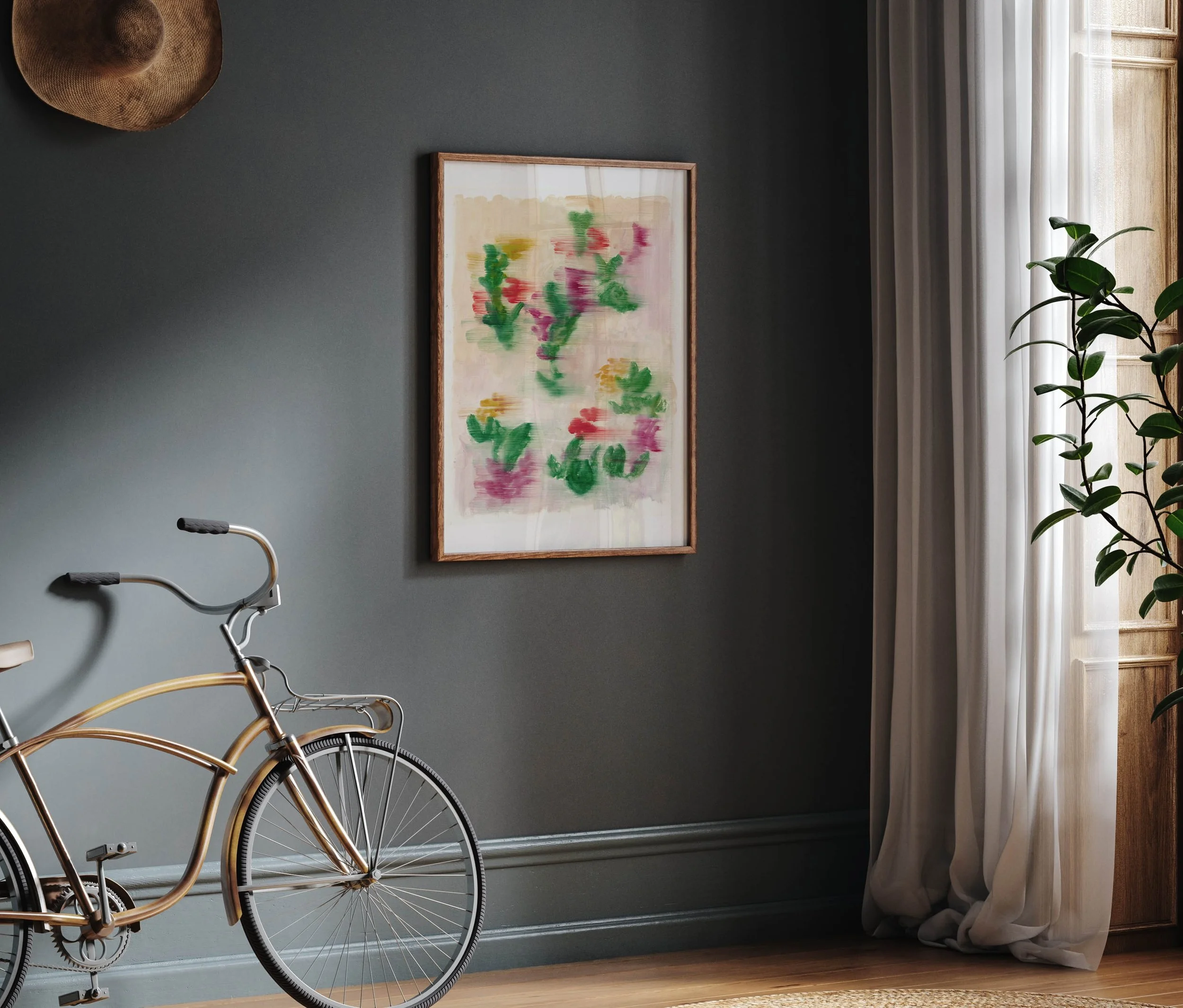 Blurry Flower abstract print framed