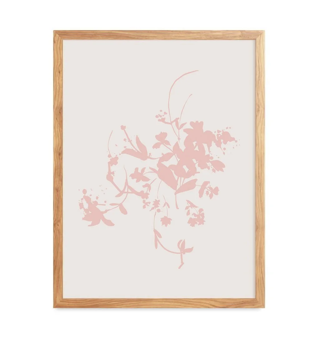 Blush Bouquet pink ink floral art print by Leïla Dubus